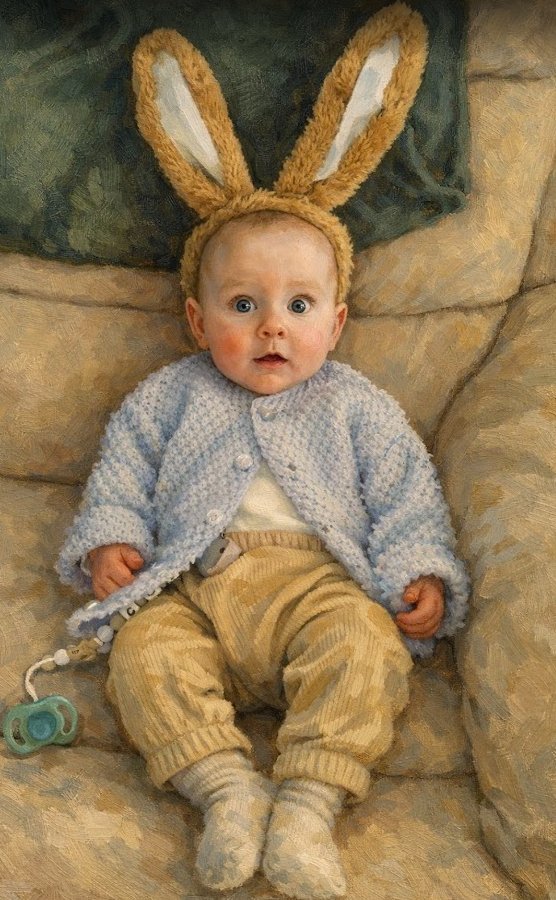 Henry, aged approximately 8 months, contemplating his first tee time